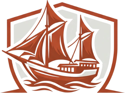 Tana Beru Boat Builder mark: a wooden phinisi inside a shield